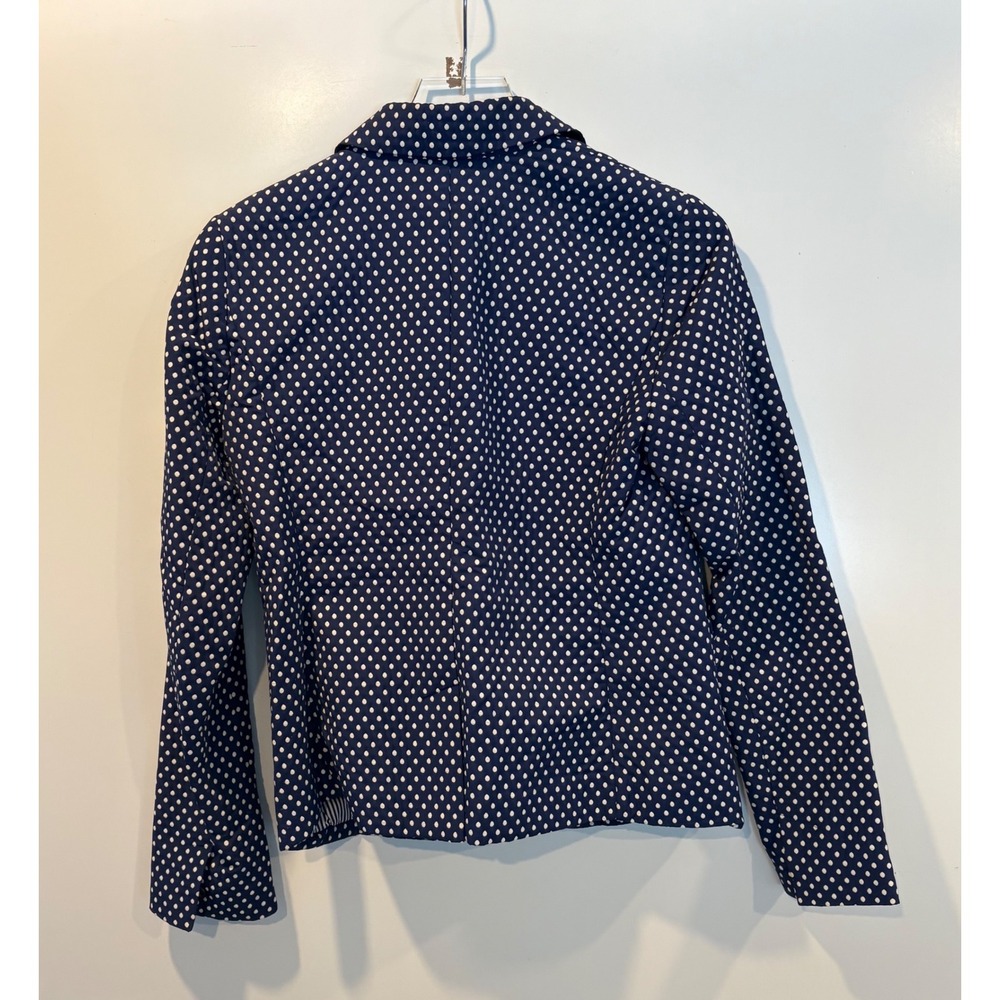 Gap Academy Blazer Navy White Polka Dot Classic Fit Single Button Women Size 4 - Picture 4 of 7